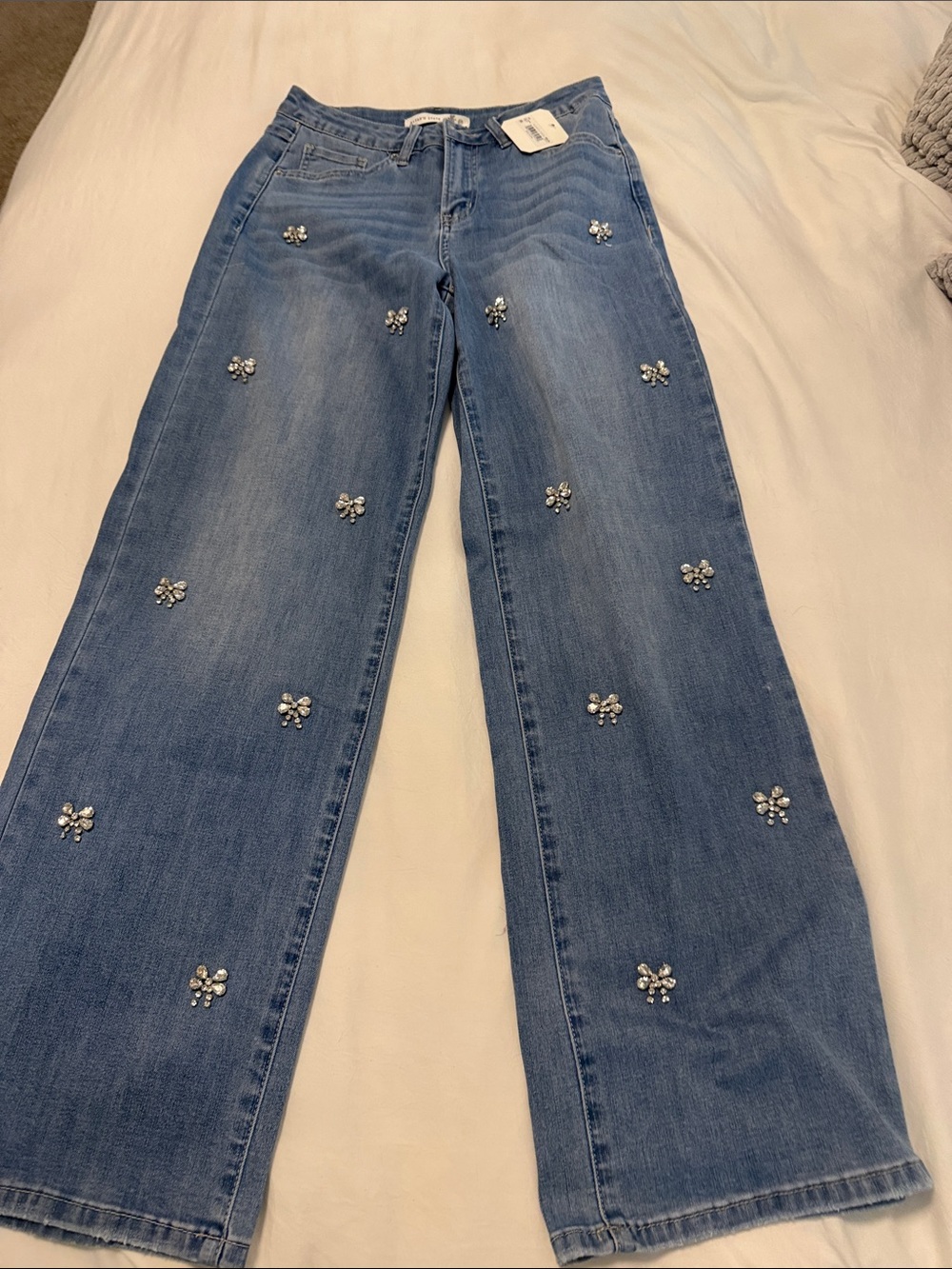 Altar'd State Blue Embellished Wide-Leg Jeans